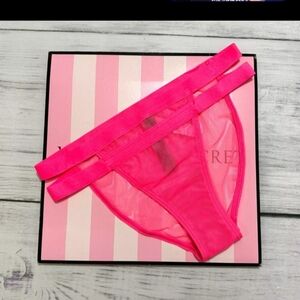 Victoria Secret-Very Sexy Mesh Sheer Strappy String Bikini Panty (Hot Pink)-XS